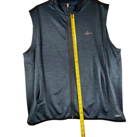 Greg Norman Tasso Elba Blue Heathered Sleeveless Full Zip Vest HydroTech Golf - Picture 13 of 16